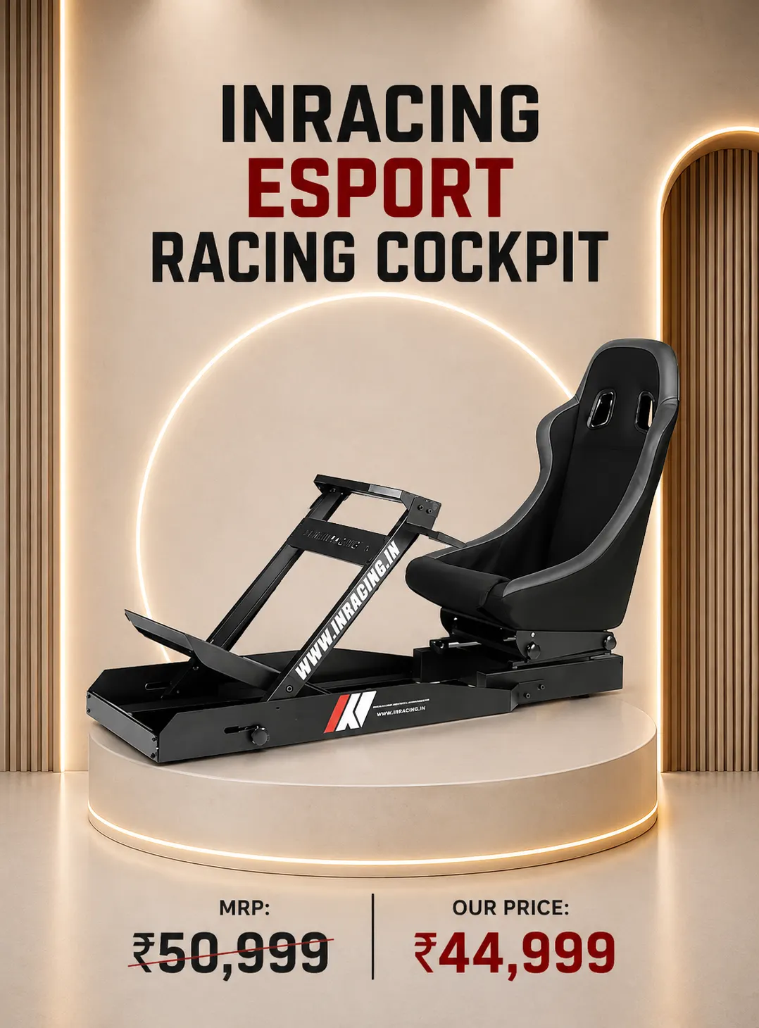 INRacing Esport Sim Racing Black Simulator Cockpit